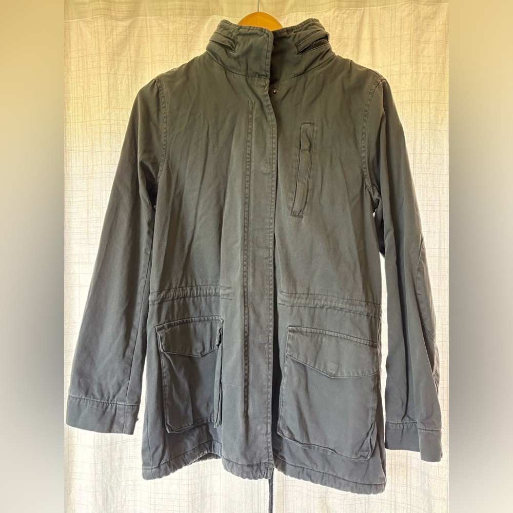 Thread and Supply Grey Cargo Jacket with Versatile Hood